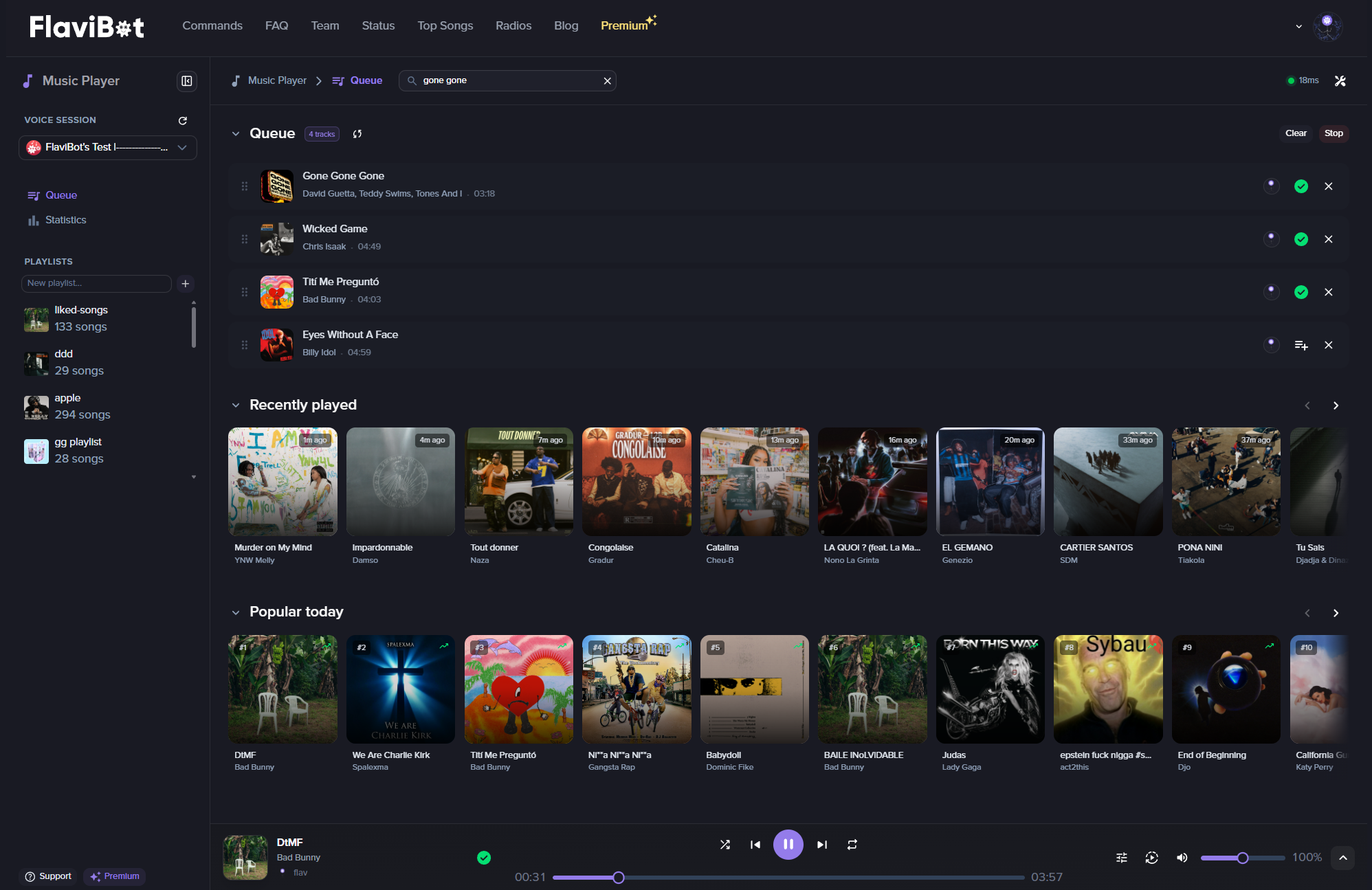 Interface web pour la musique